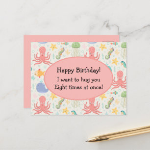 Carte Postale Sous la mer Octopus Sea Horse Whale Starfish