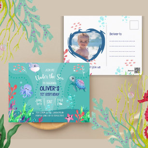 Carte Postale Sous l'océan 1er anniversaire de bébé garçon