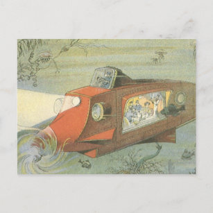 Carte Postale Sous-marin de vapeur de science-fiction vintage en