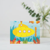 Carte Postale Sous-marin Jaune Carton (Debout devant)