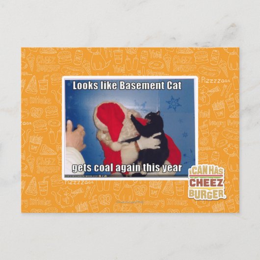 Carte Postale Sous-sol Chat obtient du charbon (Devant)