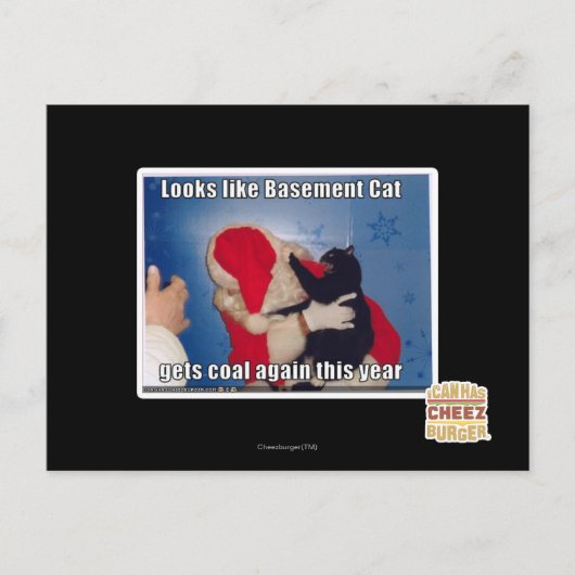 Carte Postale Sous-sol Chat obtient du charbon (Devant)