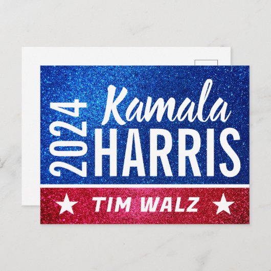 Carte Postale Soutenez Kamala Harris 2024 Progrès et unité (Devant / Derrière)
