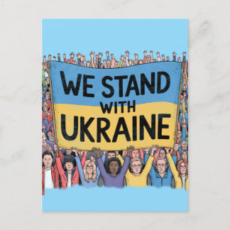 Carte Postale Soutenez l'Ukraine Crowd Design, Unité et Liberté