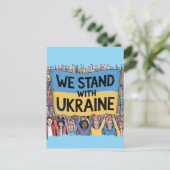 Carte Postale Soutenez l'Ukraine Crowd Design, Unité et Liberté (Debout devant)