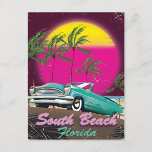 Carte Postale South Beach Floride impression de voyage vintage