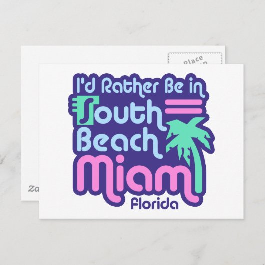 Carte Postale South Beach Miami (Devant / Derrière)