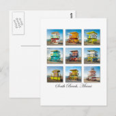 Carte Postale South Beach, Miami Life Guard Shacks (Devant / Derrière)