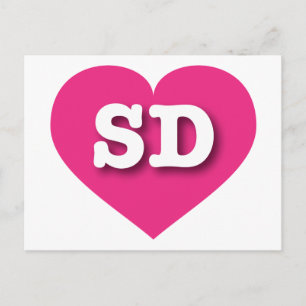 Carte Postale South Dakota Hot Pink Heart - J'aime SD