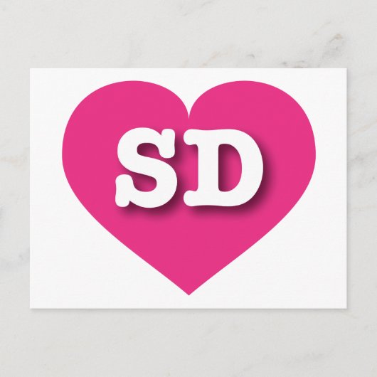 Carte Postale South Dakota Hot Pink Heart - J'aime SD (Devant)