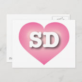 Carte Postale South Dakota Pink Fade Heart - J'aime SD (Devant / Derrière)