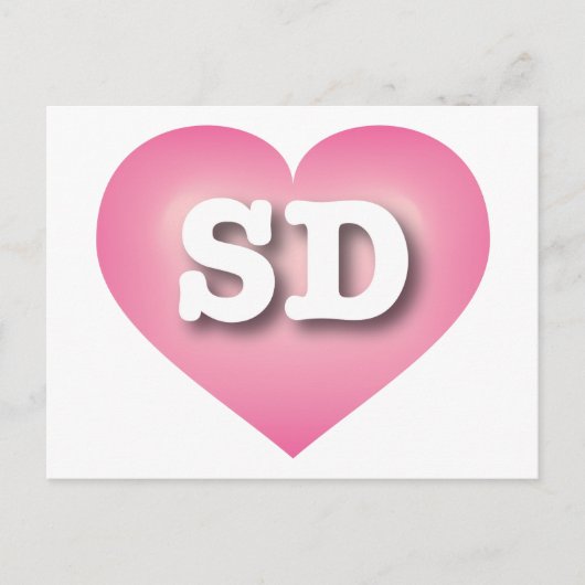 Carte Postale South Dakota Pink Fade Heart - J'aime SD (Devant)