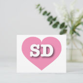 Carte Postale South Dakota Pink Heart - J'aime SD (Debout devant)