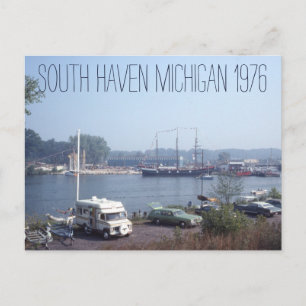 Carte Postale South Haven Michigan Boats and Cars 1976