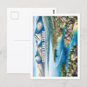 Carte Postale South Lake Tahoe California Travel Watercolor