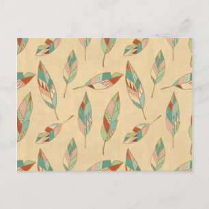 Carte Postale Southwest Geo Step   Coral Feather Pattern