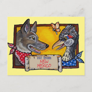 Carte Postale Southwest Nouveau-Mexique Coyote Roadrunner Souven