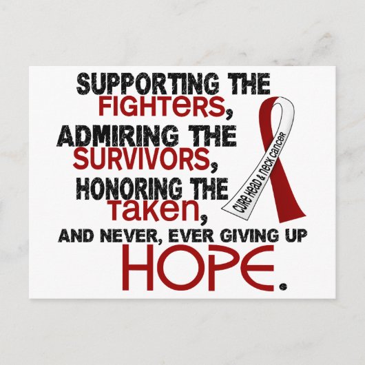 Carte Postale Soutien Admirer Honorer 3.2 Cancer du cou de la tê (Devant)