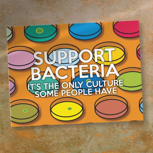 Carte Postale SOUTIEN BACTERIA Drôle Science Citation