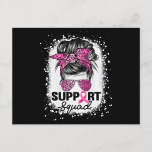 Carte Postale Soutien Squad Messy Bun Pink Breast Cancer