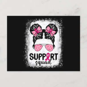 Carte Postale Soutien Squad Messy Bun Pink Warrior Cancer du sei