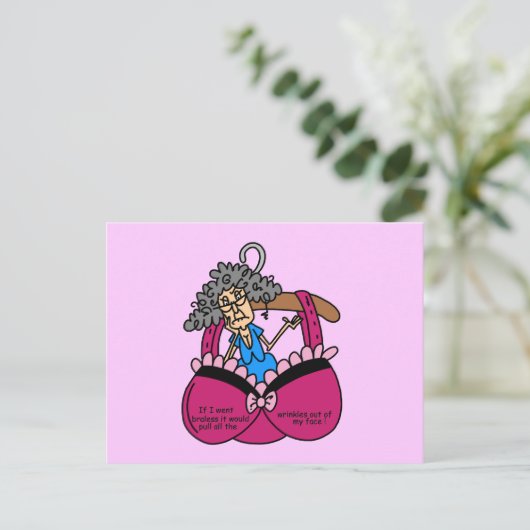 Carte Postale Soutiens-gorge et humour de rides (Debout devant)