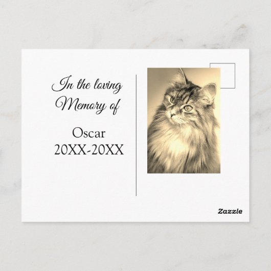 Carte Postale souvenir de deuil affectueux funéraire ajouter nom (Dos)