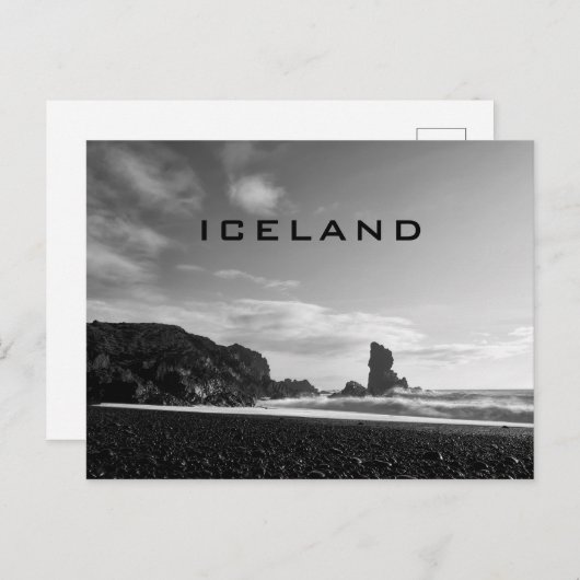 Carte postale souvenir de plage noire en Islande (Devant / Derrière)