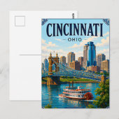 Carte Postale 🌉 Souvenir de vacances à Cincinnati Ohio Rive 🌉 (Devant / Derrière)