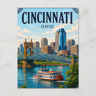 Carte Postale 🌉 Souvenir de vacances à Cincinnati Ohio Rive 🌉