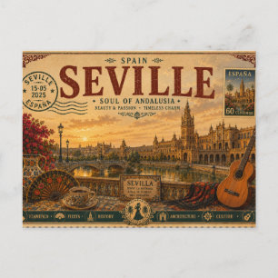 Carte Postale Souvenir de vacances de Séville vintage