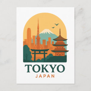 Carte postale souvenir de voyage minimaliste Tokyo