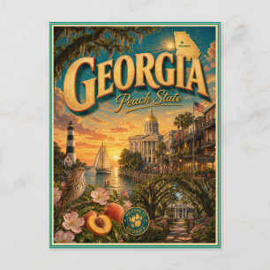 Carte postale souvenir de voyage rétro de Géorgie