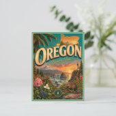 Carte postale souvenir de voyage rétro de l'Oregon (Debout devant)