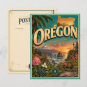 Carte postale souvenir de voyage rétro de l'Oregon (Devant / Derrière)