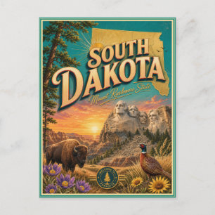 Carte postale souvenir de voyage rétro du Dakota d