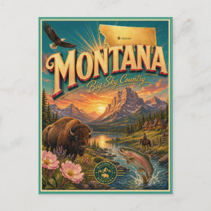 Carte postale souvenir de voyage rétro du Montana