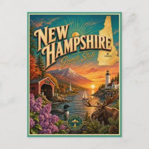 Carte postale souvenir de voyage rétro du New Hamp