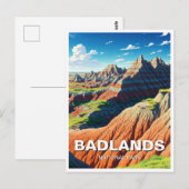 Carte Postale Souvenir du parc national des Badlands (Devant / Derrière)