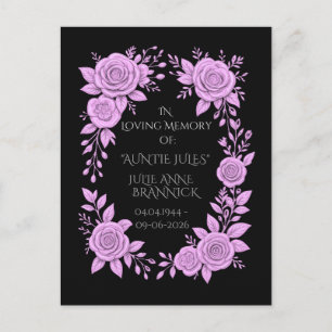 Carte postale souvenir florale lavande en mémoire