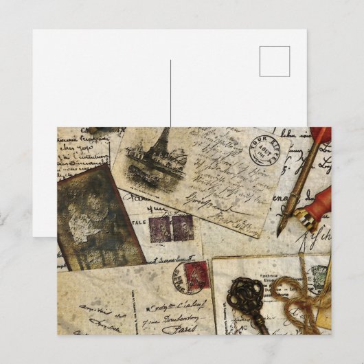 Carte Postale Souvenirs de courrier ancien vintage (Devant / Derrière)