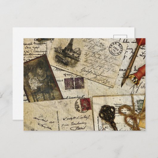 Carte Postale Souvenirs de vieux courrier vintage (Devant / Derrière)