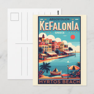 Carte Postale souvenirs de voyage kefalonia grèce vintage