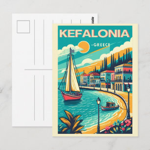 Carte Postale souvenirs de voyage kefalonia grèce vintage