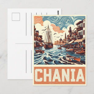 Carte Postale Souvenirs vintage de la ville de Chania Crète Grèc