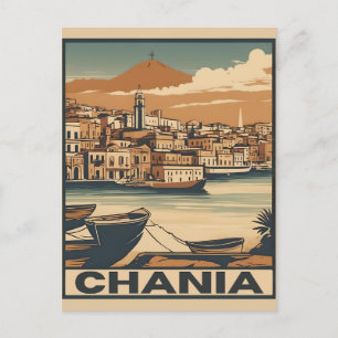 Carte Postale Souvenirs vintage de la ville de Chania Crète Grèc