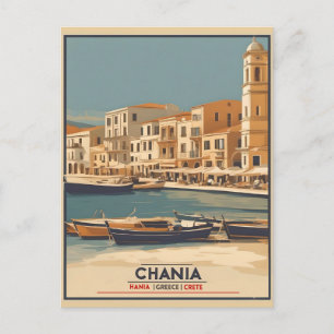 Carte Postale Souvenirs vintage de la ville de Chania Crète Grèc