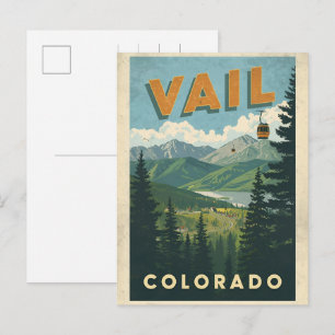 Carte Postale souvenirs vintage Vail colorado téléphérique extér