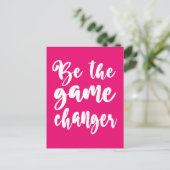 Carte Postale Soyez Changer Motivational Citation Hot Pink (Debout devant)