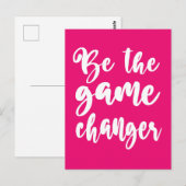Carte Postale Soyez Changer Motivational Citation Hot Pink (Devant / Derrière)